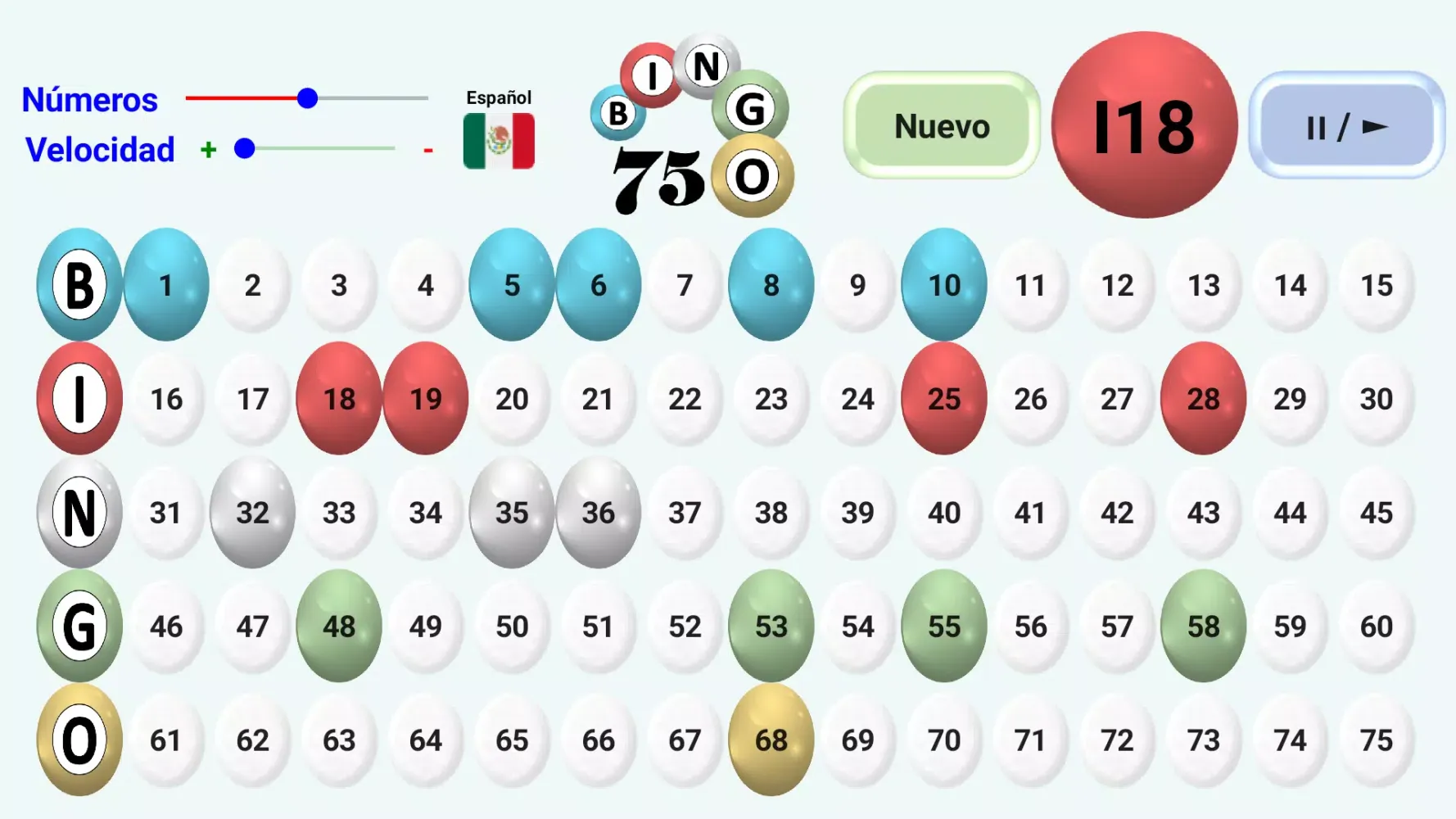 ภาพหน้าจอของ Bingo 75