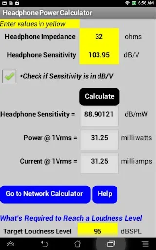 Headphone Calculator سکرین شاٹس