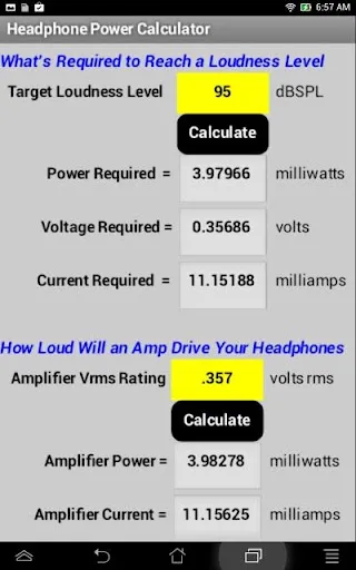 Headphone Calculator سکرین شاٹس