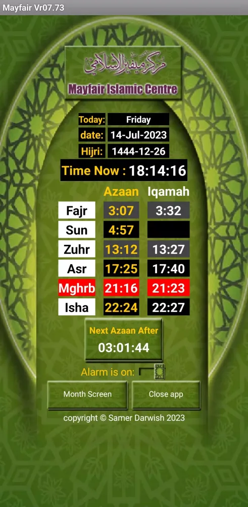 Mayfair Islamic Centre prayer应用截图