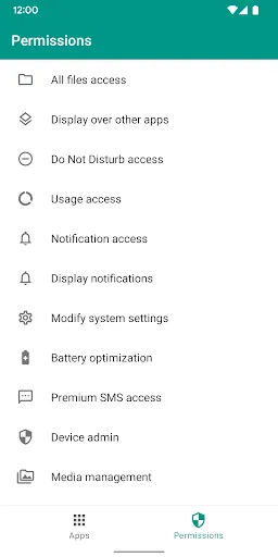 ภาพหน้าจอของ Hidden permissions manager
