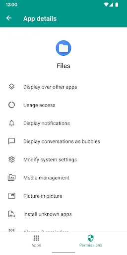 ภาพหน้าจอของ Hidden permissions manager