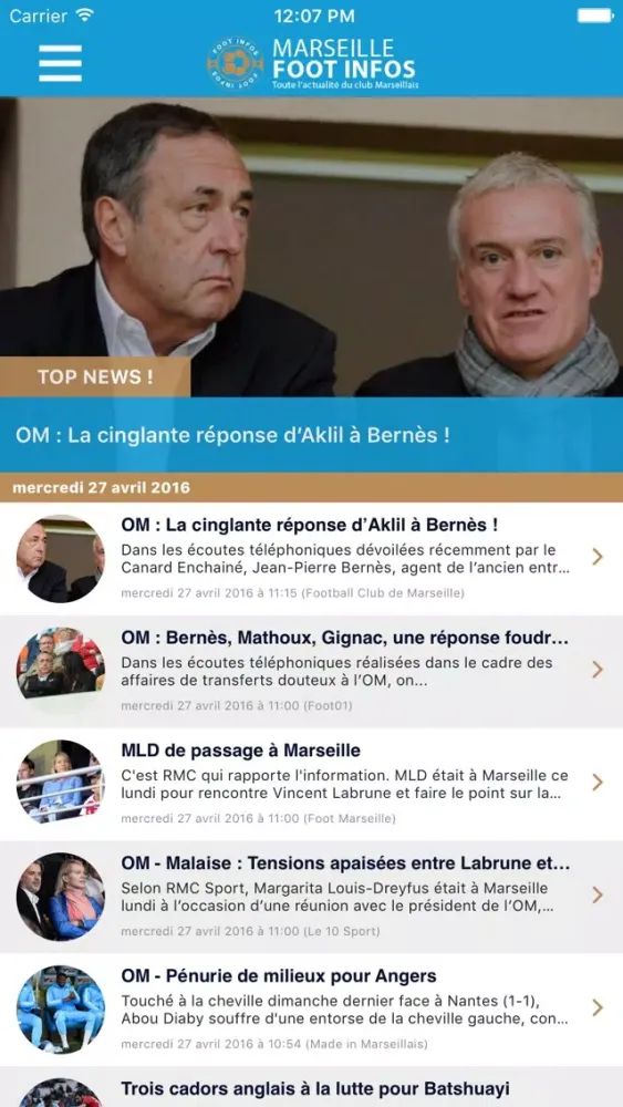 ภาพหน้าจอของ Marseille Foot Infos : toute l'actualité du club phoceen - OM édition