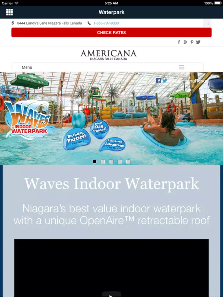 Ảnh chụp màn hình của Americana Resort Niagara iPad 