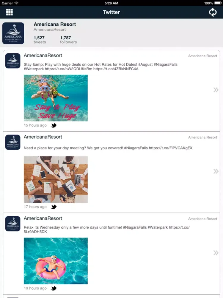 Ảnh chụp màn hình của Americana Resort Niagara iPad 