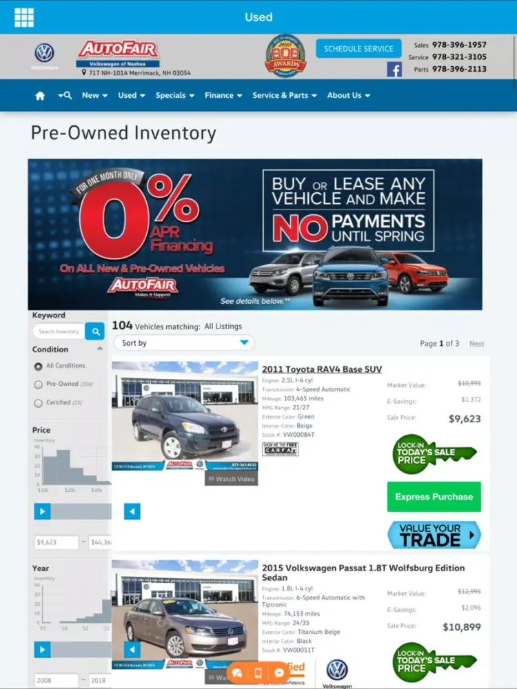 AutoFair Volkswagen iPad  Ekran Görüntüleri