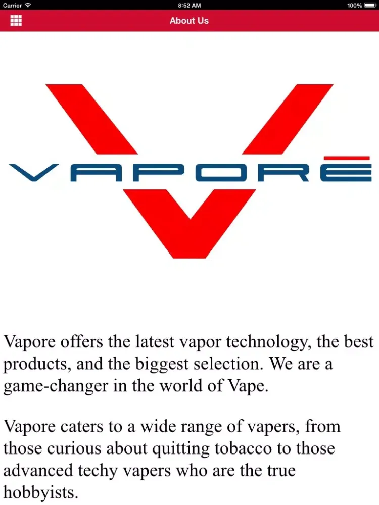ภาพหน้าจอของ Vaporē iPad 