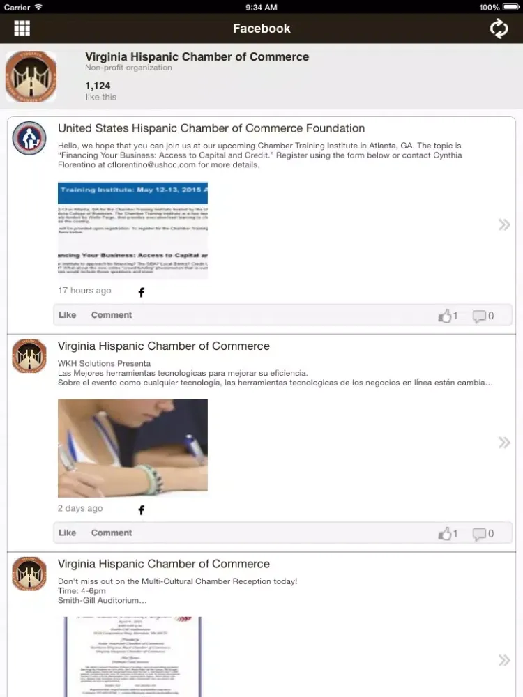 Ảnh chụp màn hình của Virginia Hispanic Chamber of Commerce iPad 