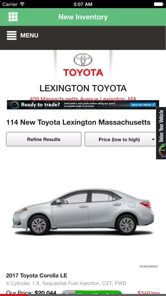 Capturas de tela do Lexington Toyota