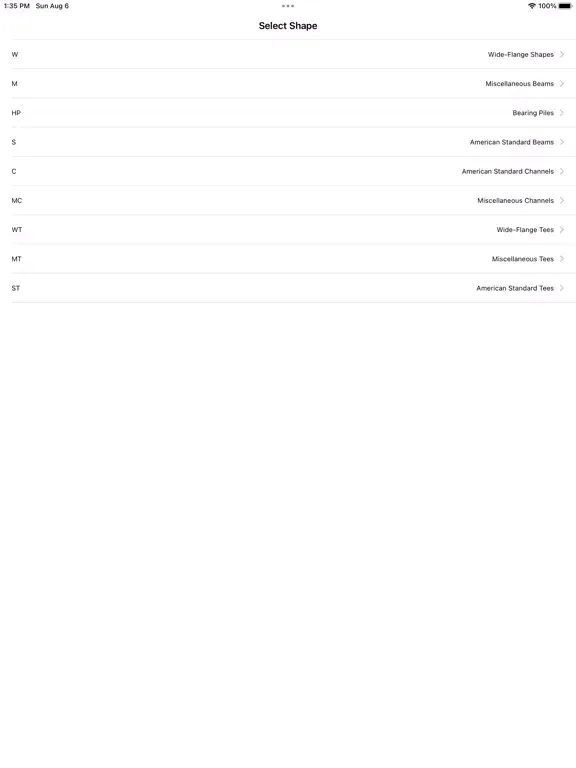 Capturas de tela do Steel Beam Size Finder iPad 