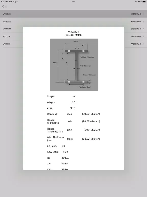 Capturas de tela do Steel Beam Size Finder iPad 