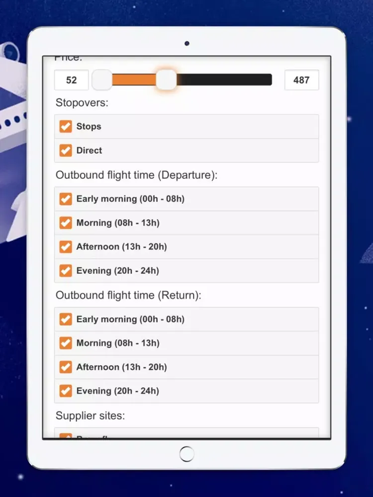 Captures d'écran de Comparateur de vol - Appnfly iPad 