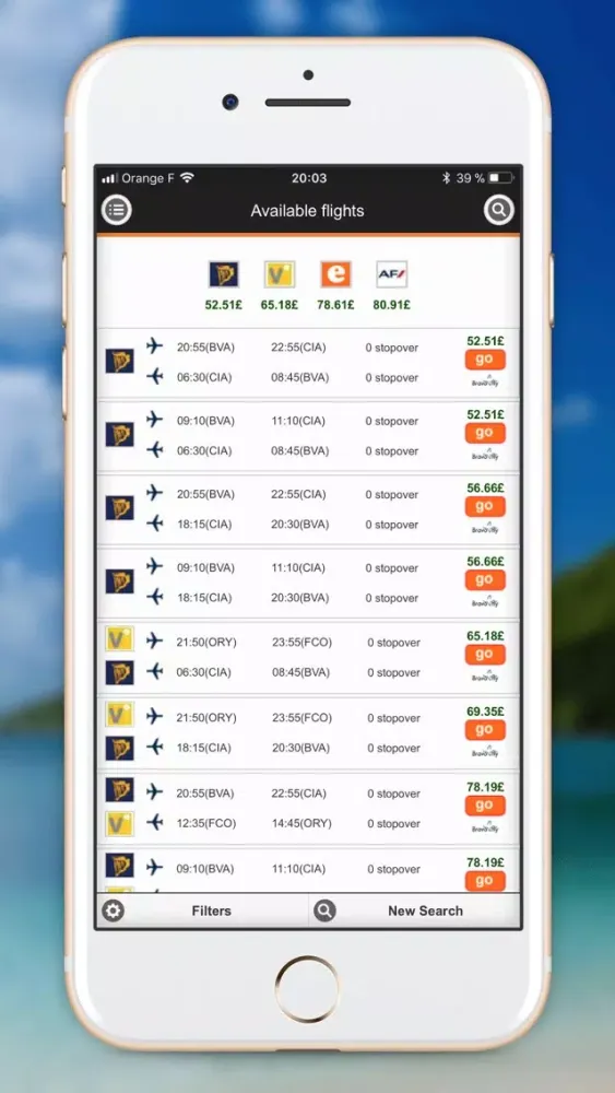 Captures d'écran de Comparateur de vol - Appnfly