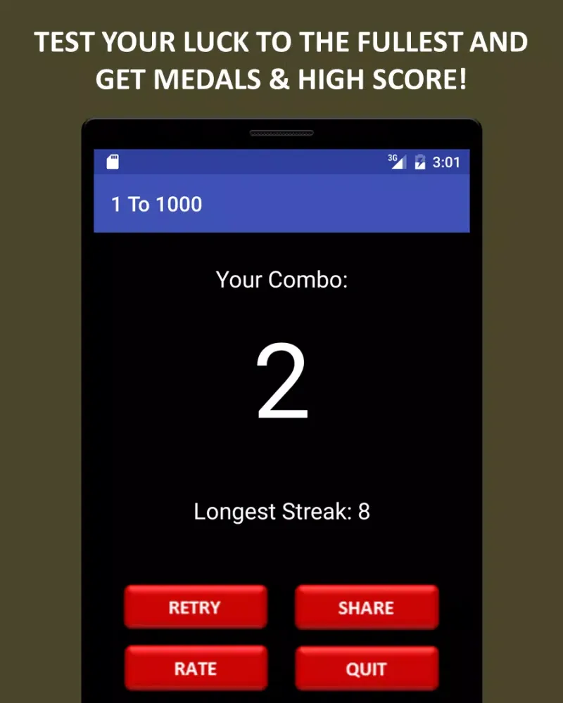 Captures d'écran de 1 To 1000 Game (Lucky Game)