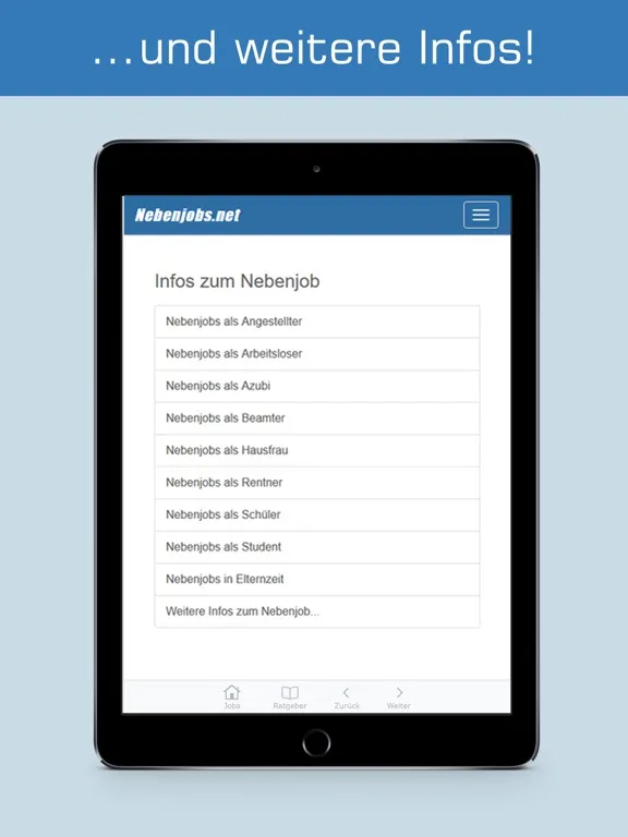 Nebenjobs.net iPad  Screenshots