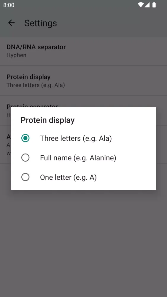 DNA-RNA-Protein Transcriber應用截圖