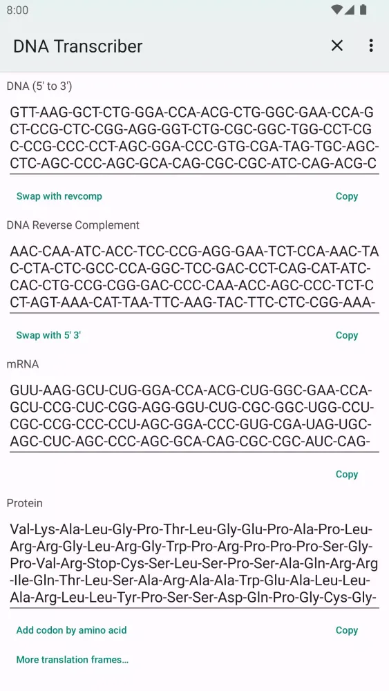 DNA-RNA-Protein Transcriber應用截圖