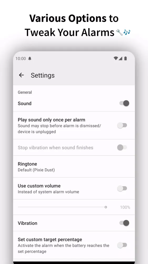 Full Battery Charge Alarm Screenshots