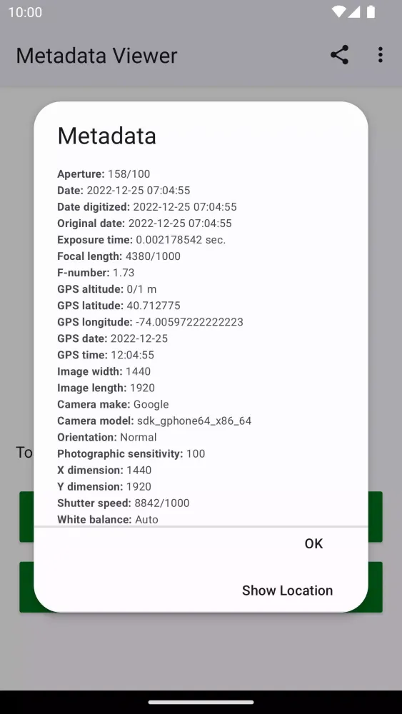 Photo Metadata Viewer Screenshots