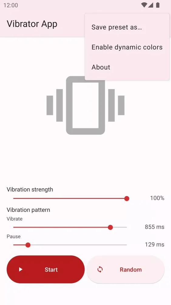 Capturas de tela do Vibrator App
