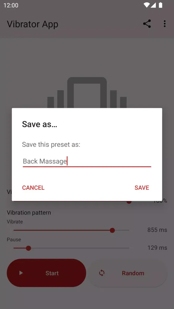 Capturas de tela do Vibrator App