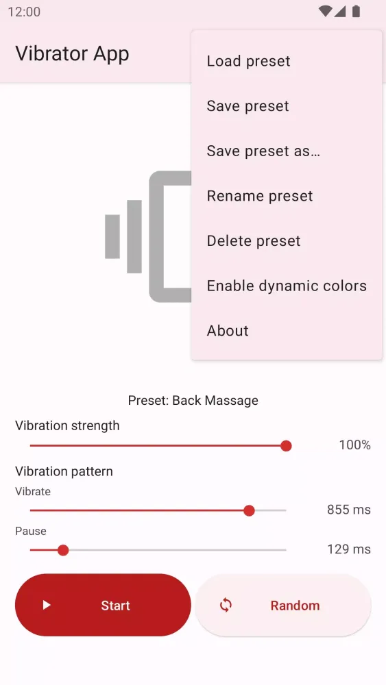Capturas de tela do Vibrator App