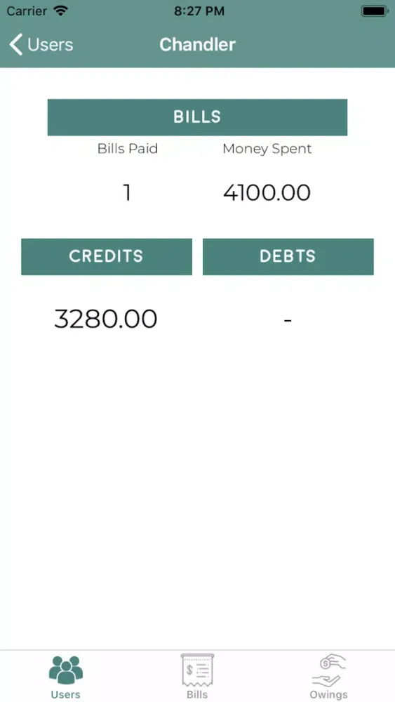 iOwe سکرین شاٹس