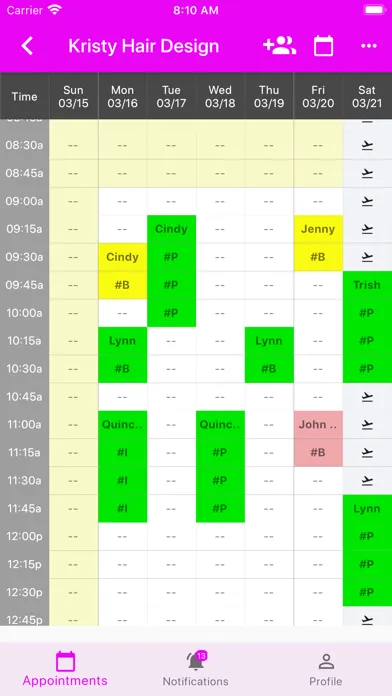 Scheduling/Clients Management Screenshots