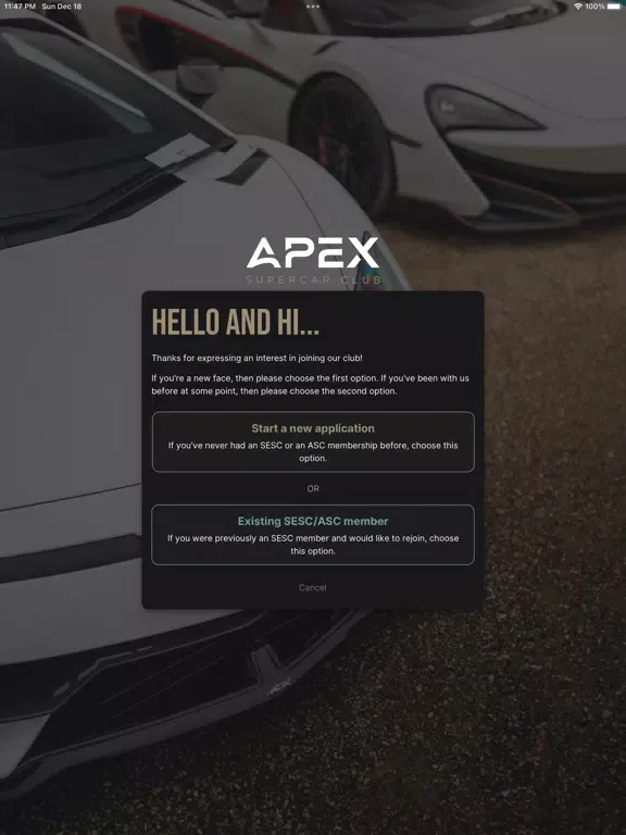 Apex Supercar Club iPad 应用截图
