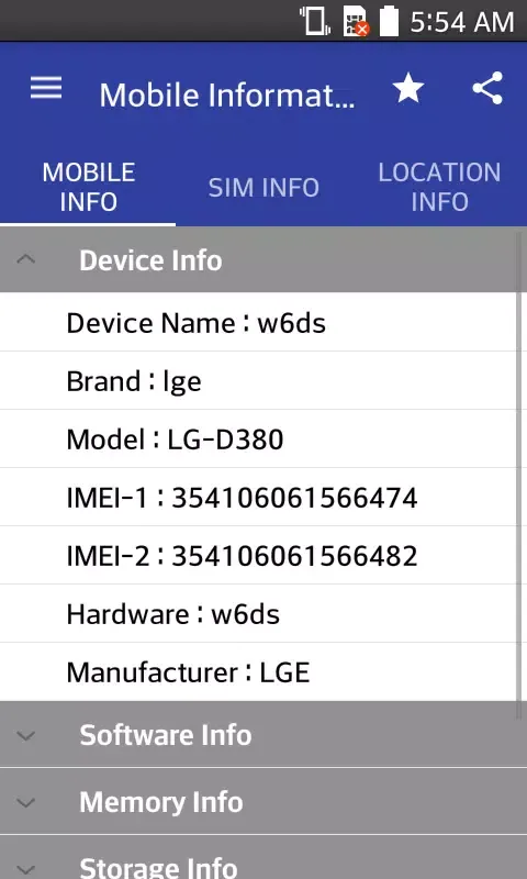 Mobile, SIM and Location Info سکرین شاٹس