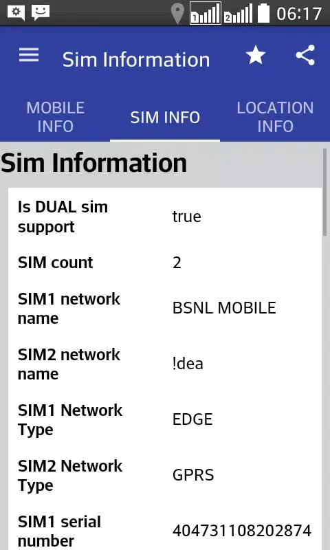 Mobile, SIM and Location Info سکرین شاٹس
