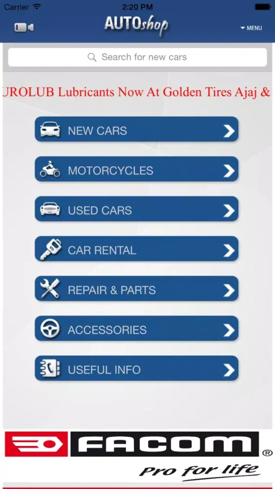 Capturas de tela do Autoshop