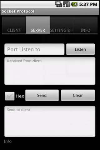 Tangkapan skrin socket protocol