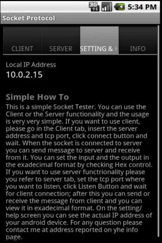 Tangkapan skrin socket protocol