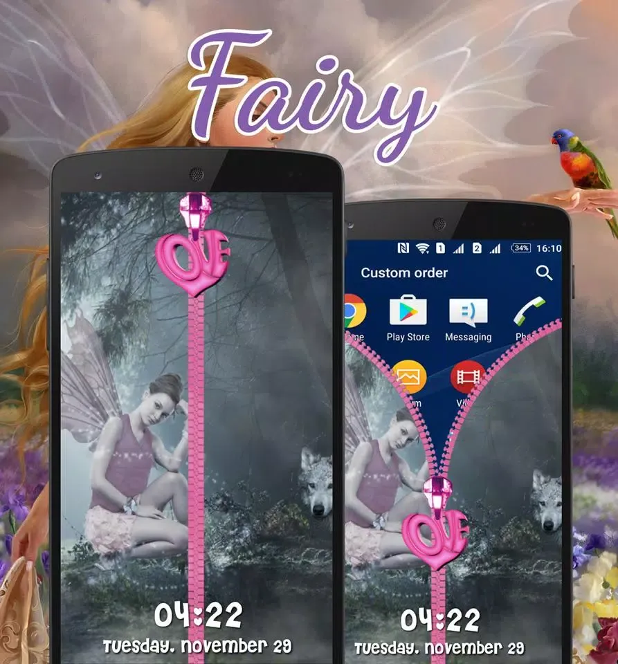 Fairy Zipper Lock Screen 스크린샷