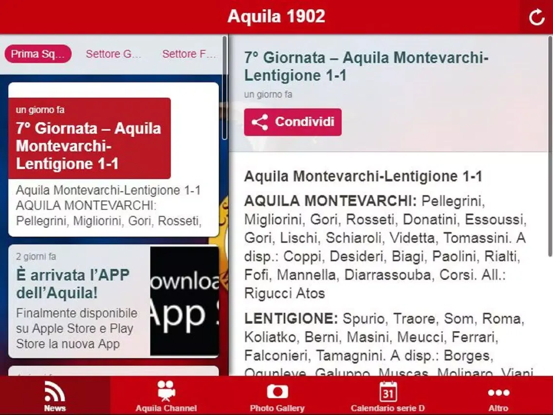 Aquila 1902 Montevarchi iPad  Screenshots