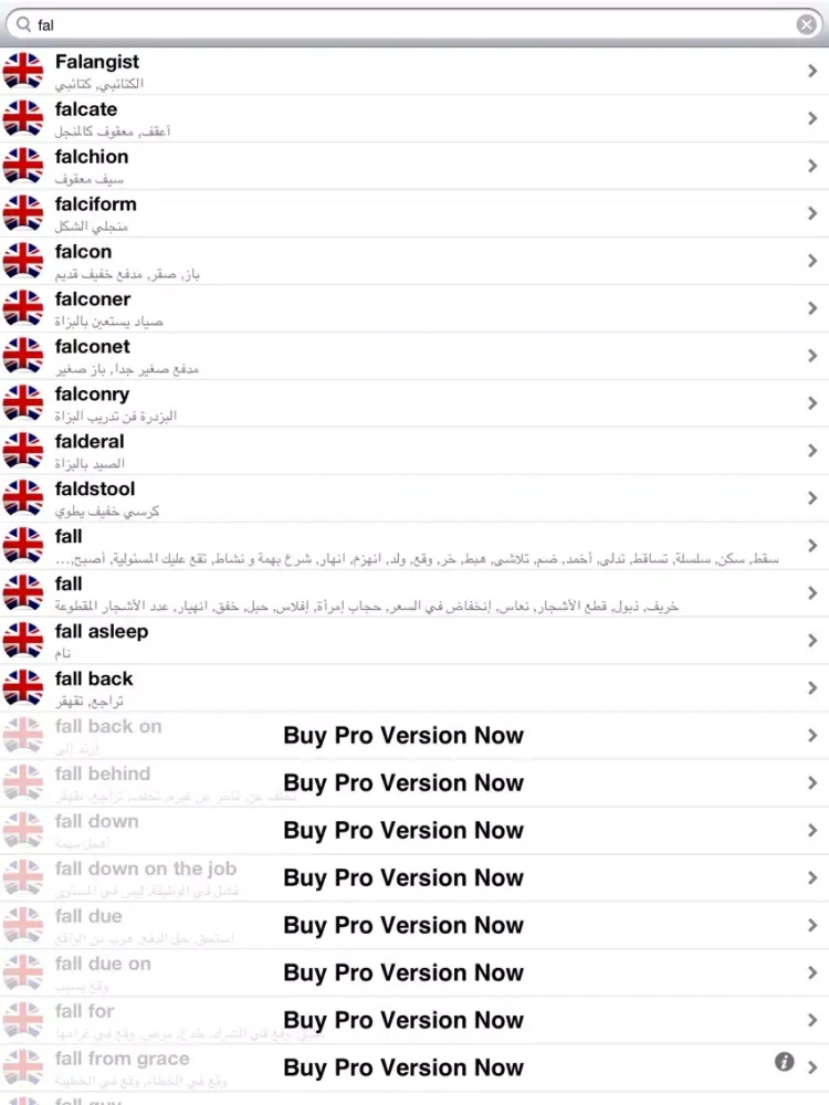 Offline Arabic English Dictionary Translator for Tourists, Language Learners and Students iPad  Screenshots