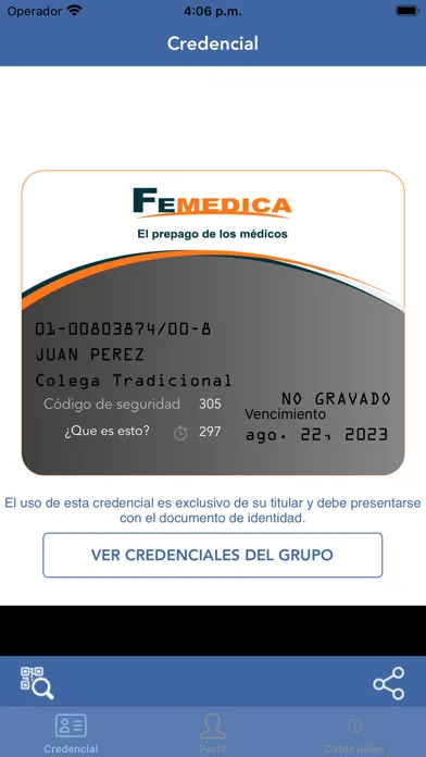 Capturas de tela do Credencial Digital FEMEDICA