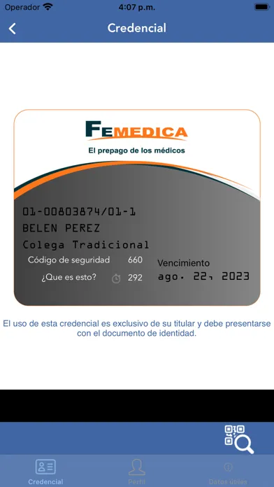 Capturas de tela do Credencial Digital FEMEDICA
