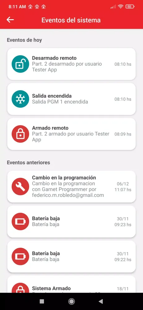 Capturas de tela do Alarm Home Pro