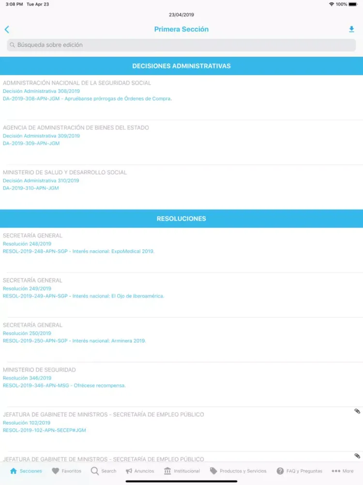 Ảnh chụp màn hình của Boletín Oficial de Argentina iPad 