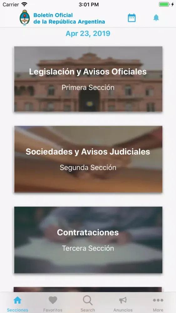 Ảnh chụp màn hình của Boletín Oficial de Argentina