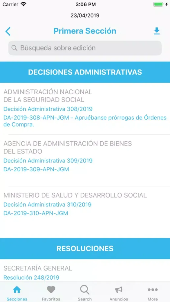 Ảnh chụp màn hình của Boletín Oficial de Argentina