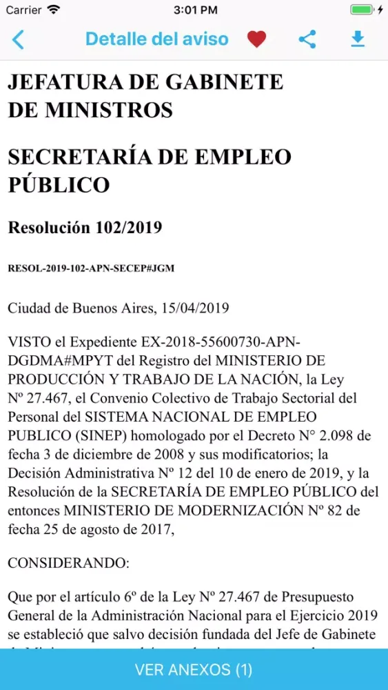 Ảnh chụp màn hình của Boletín Oficial de Argentina