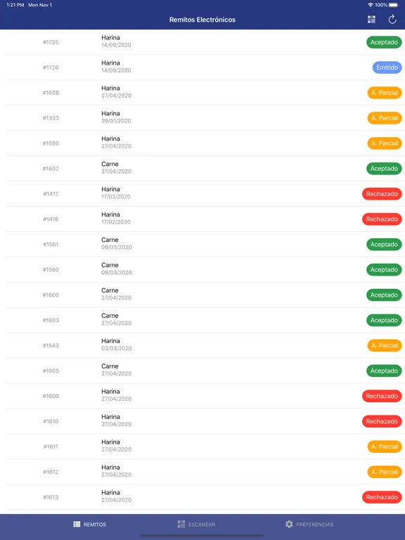 ภาพหน้าจอของ Remitos iPad 