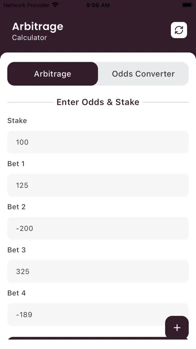 Ảnh chụp màn hình của Arbitrage Betting Calculator