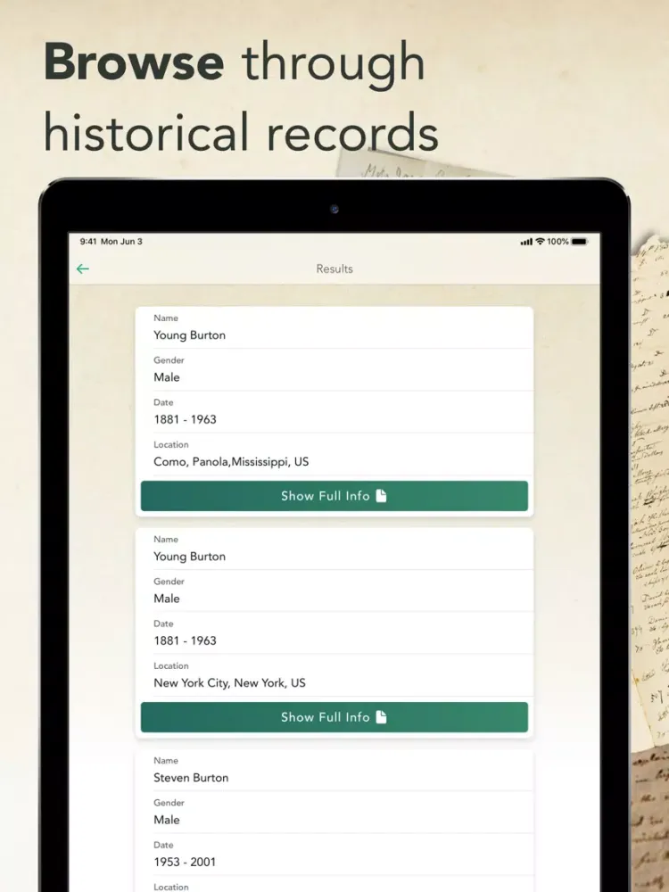 Create Family Tree Ancestry iPad  স্ক্রিনশট