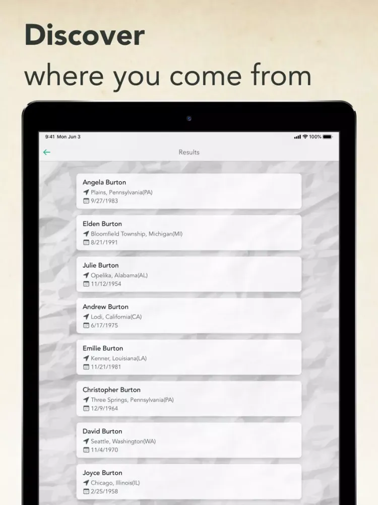 Create Family Tree Ancestry iPad  স্ক্রিনশট