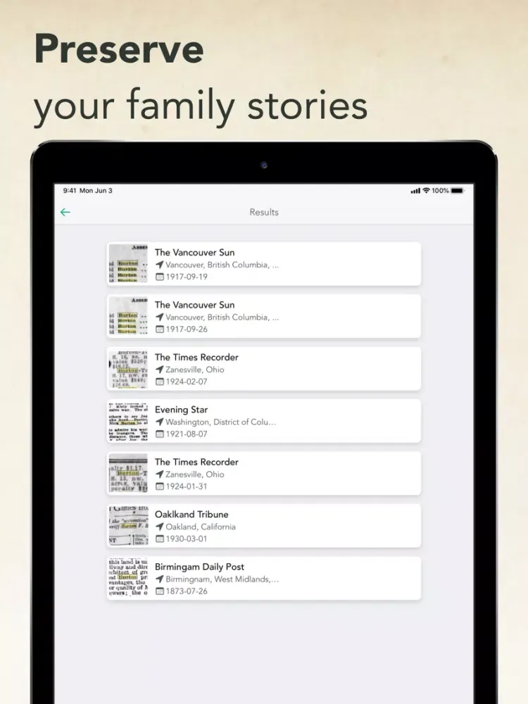 Create Family Tree Ancestry iPad  স্ক্রিনশট