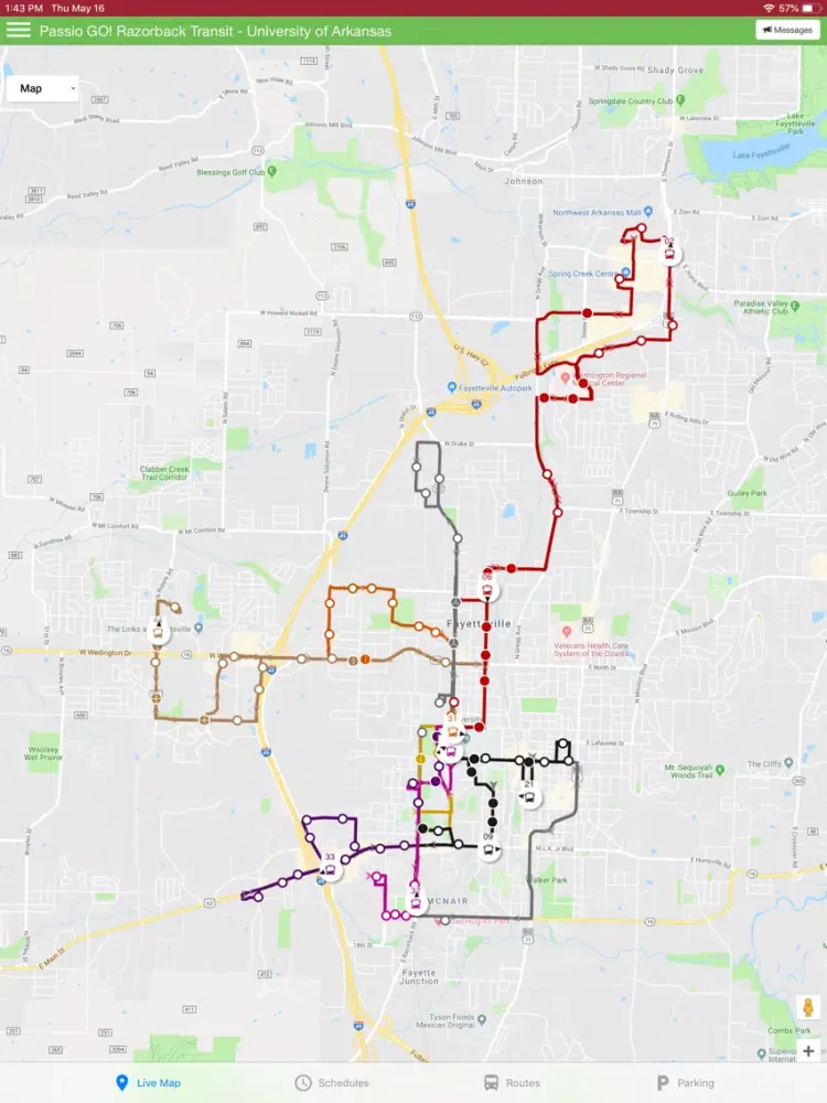 Razorback Transit - Live Maps iPad 应用截图